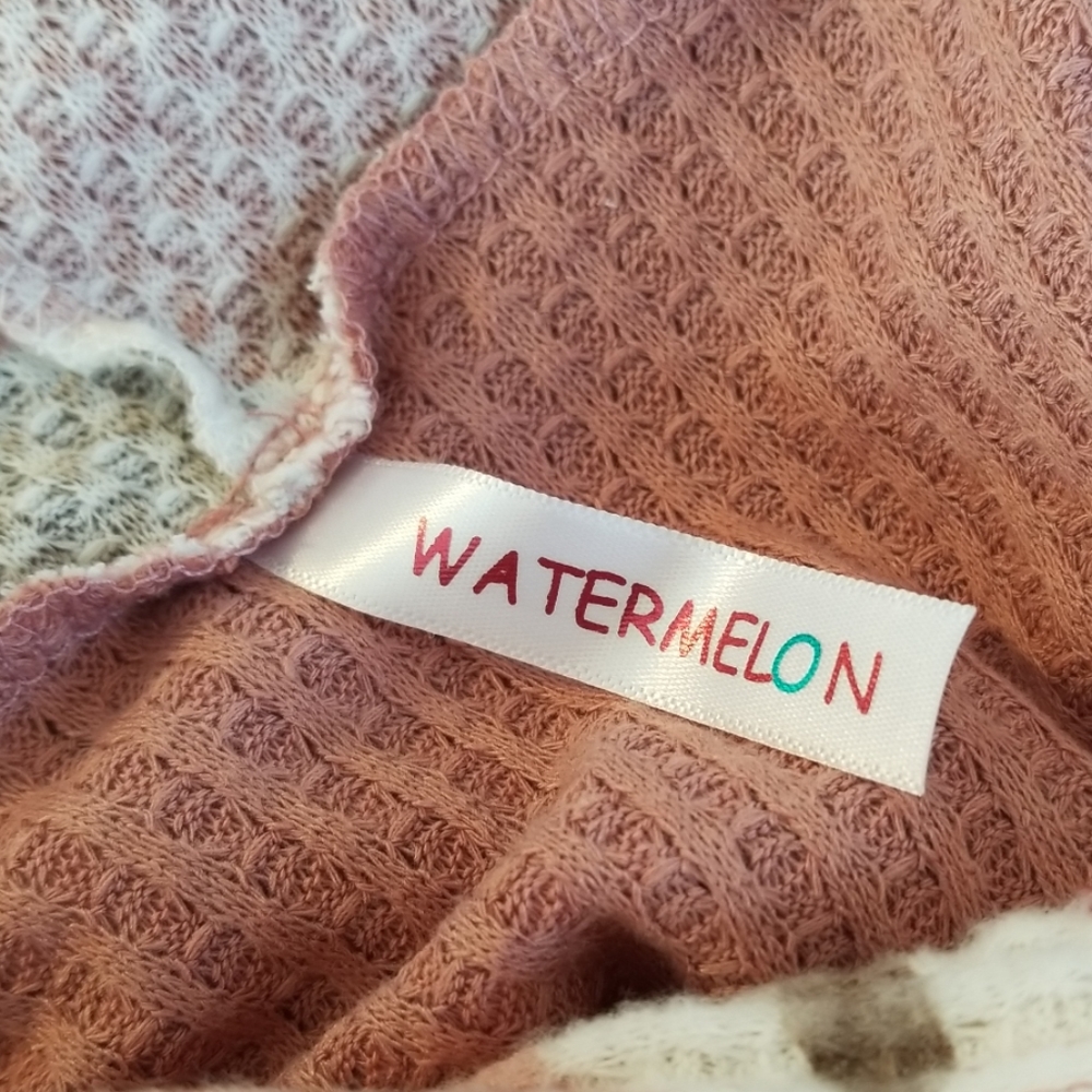 Watermelon Pink Camo Hoodie Waffle Fabric - Picture 7 of 8